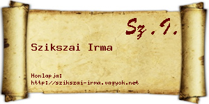Szikszai Irma névjegykártya